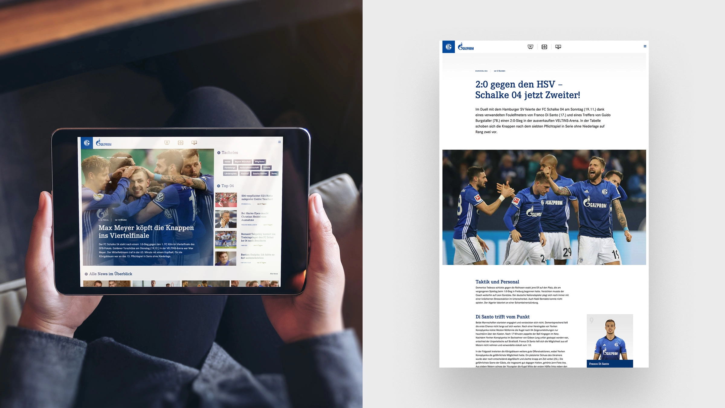 Der Newsbereich der Website des FC Schalke 04.