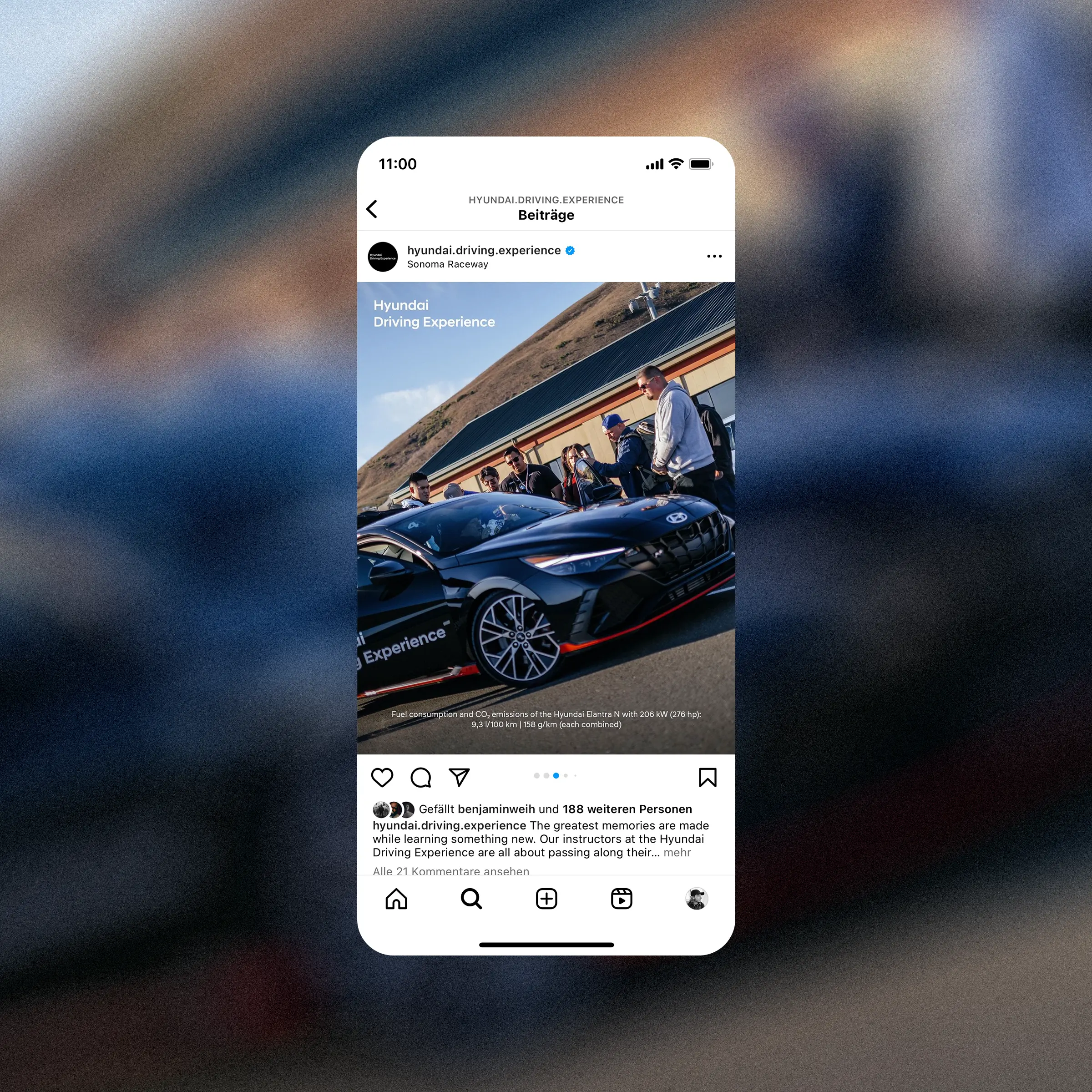 Ein Instagram Post während der Sicherheitseinweisung der Teilnehmenden.